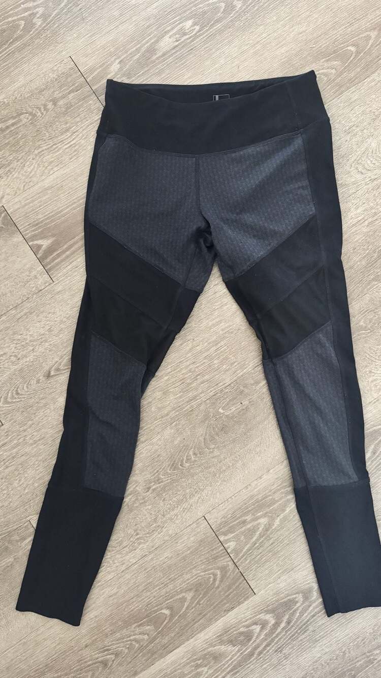 Mondetta Active Leggings Size M Black Gray Patterned Mesh Panel Workout